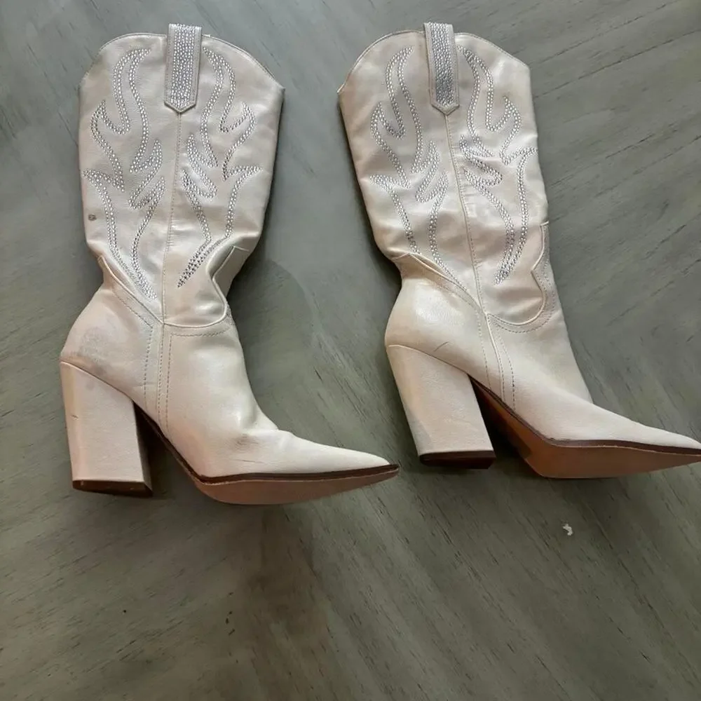 Miles cream cowboy boots with